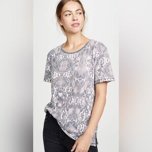 Free People Python Snake Print Short Sleeve Tee T-Shirt Top Size Small